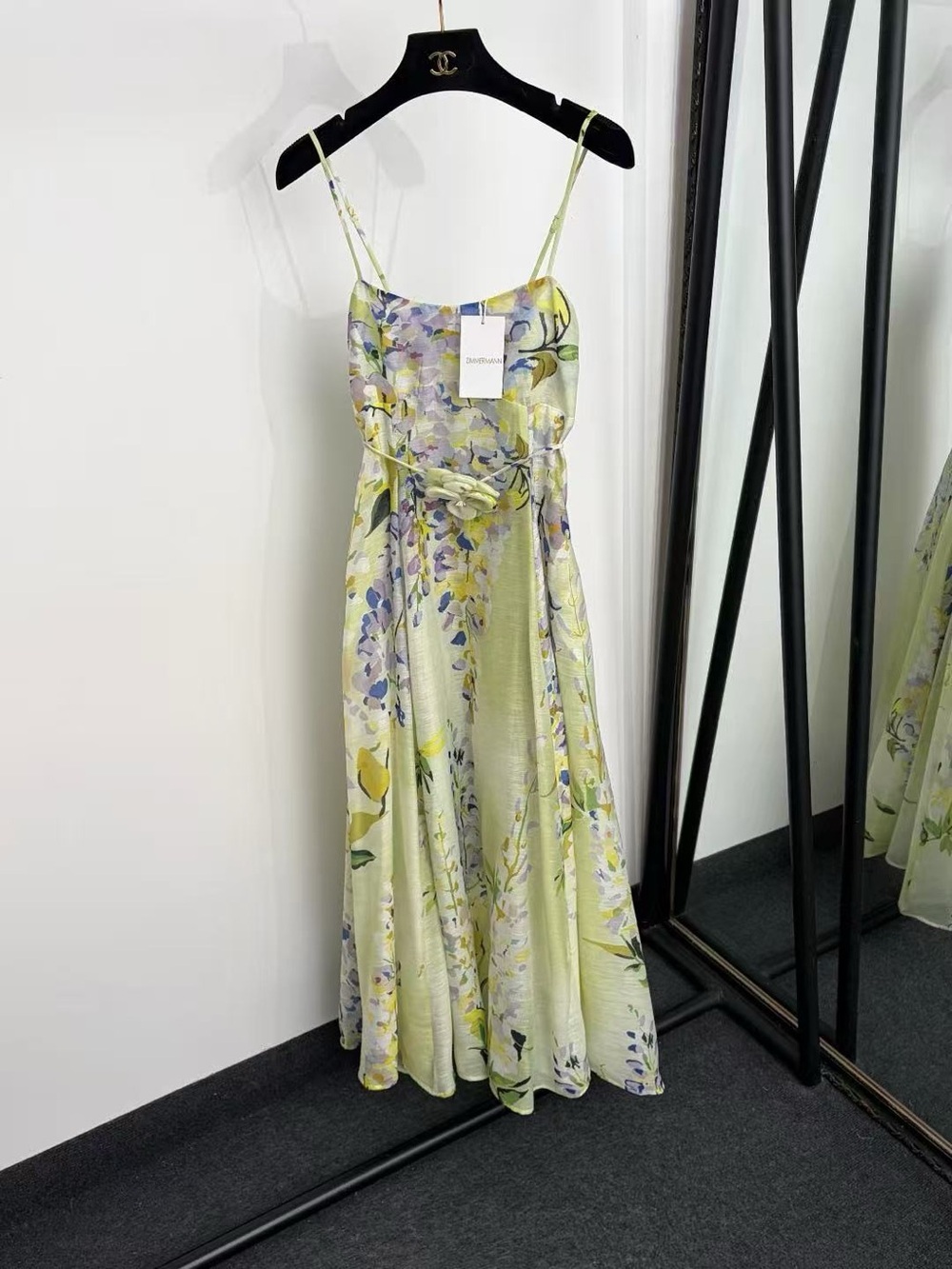 Floral Spaghetti-Strap Maxi Dress in Light Green - Picture 1 of 5